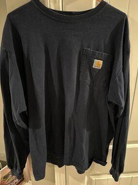 Carhartt Men's Dark Navy Long-Sleeve Pocket Tee Large